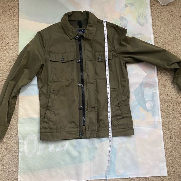 Abercrombie & Fitch overshirt jacket in olive army green size small full zip - Picture 12 of 12